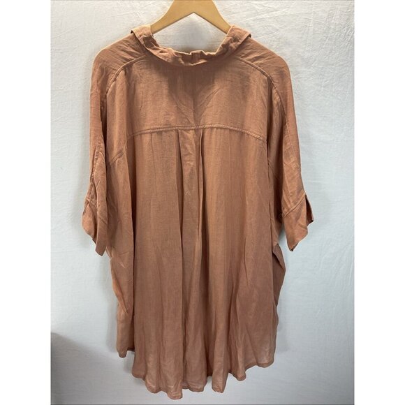 Posse Short sleeve Dolman Shirt Top Tunic Neutral Linen Boxy One Size artsy - Picture 2 of 12